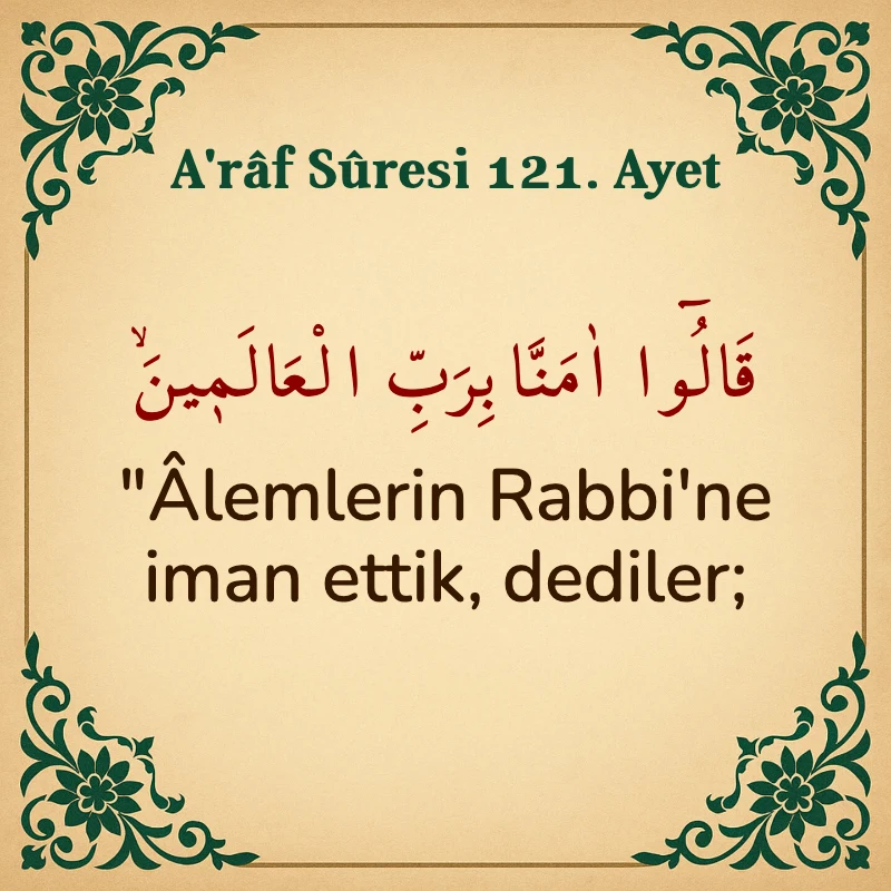 A'râf Sûresi 121. Ayet Arapça ve Türkçe meali