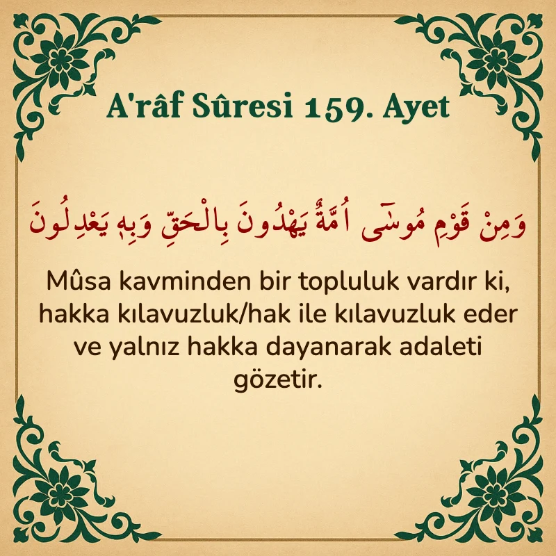 A'râf Sûresi 159. Ayet Arapça ve Türkçe meali