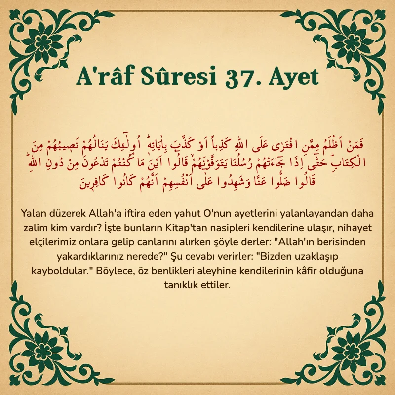 A'râf Sûresi 37. Ayet Arapça ve Türkçe meali