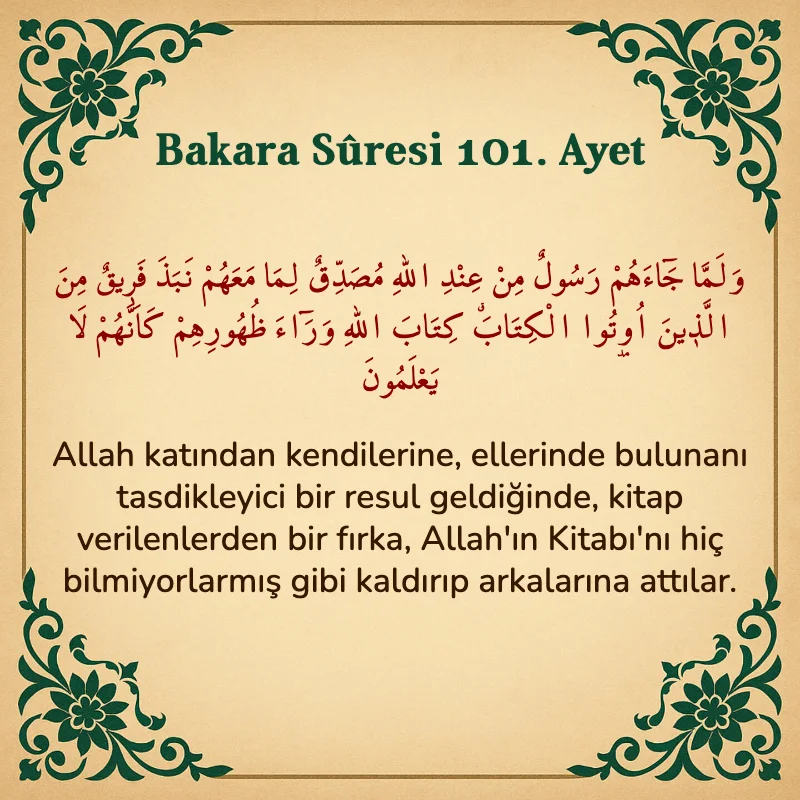 Bakara Suresi 101. Ayet Arapça ve Türkçe meali