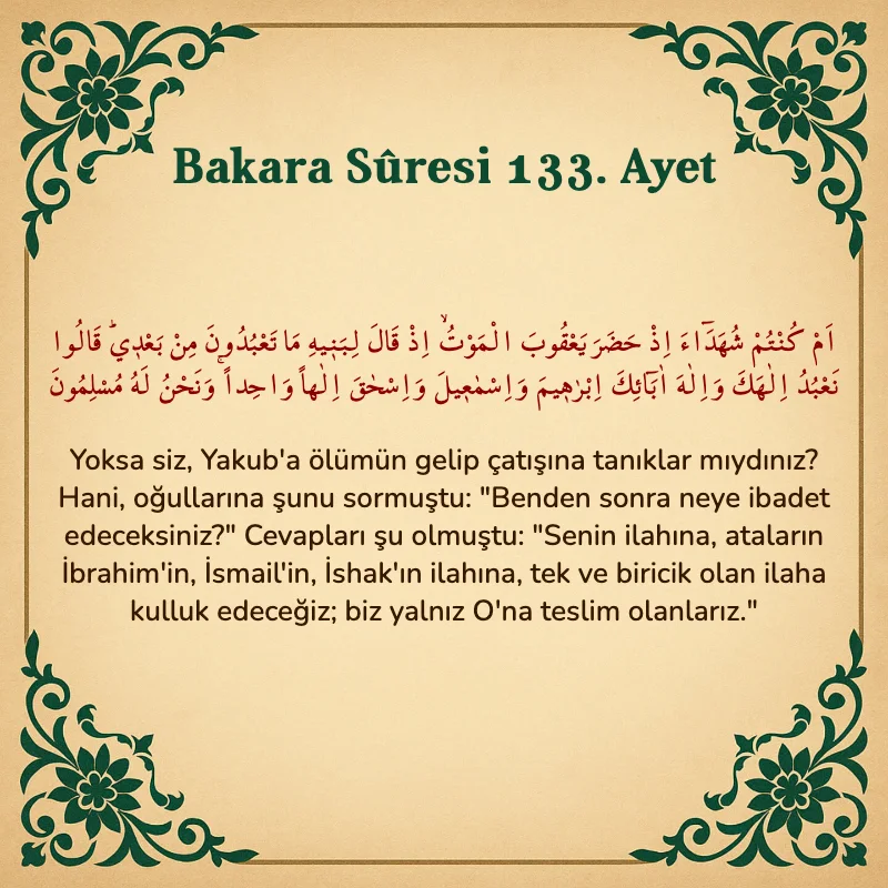 Bakara Suresi 133. Ayet Arapça ve Türkçe meali