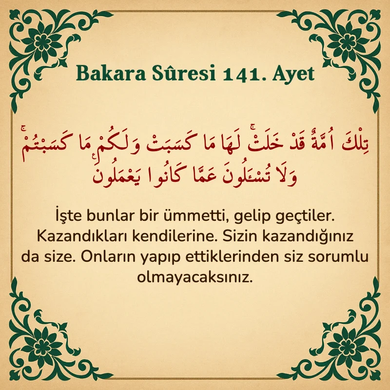 Bakara Suresi 141. Ayet Arapça ve Türkçe meali