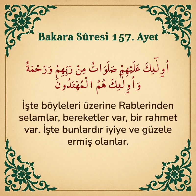 Bakara Suresi 157. Ayet Arapça ve Türkçe meali