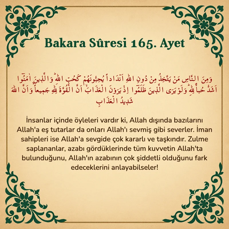 Bakara Suresi 165. Ayet Arapça ve Türkçe meali