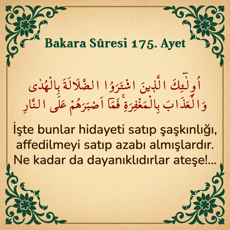 Bakara Suresi 175. Ayet Arapça ve Türkçe meali