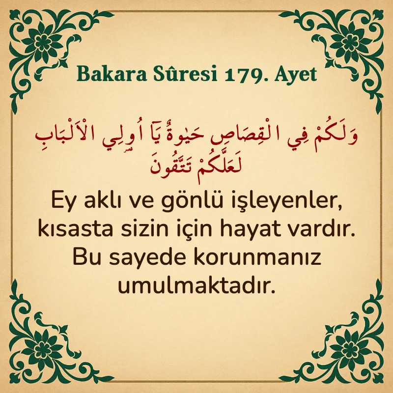 Bakara Suresi 179. Ayet Arapça ve Türkçe meali