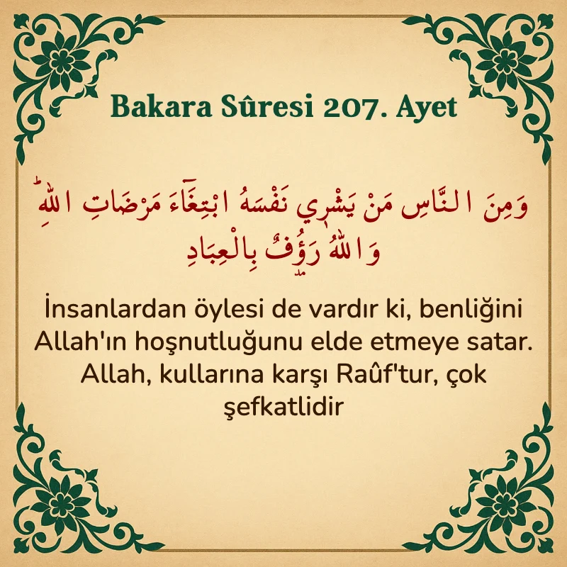 Bakara Suresi 207. Ayet Arapça ve Türkçe meali