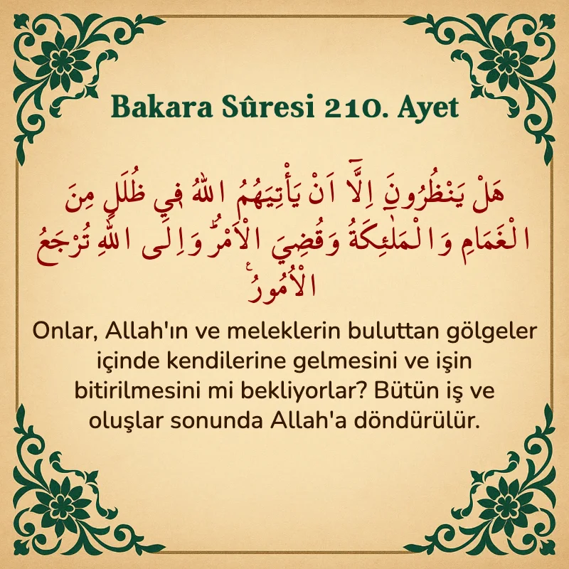 Bakara Suresi 210. Ayet Arapça ve Türkçe meali