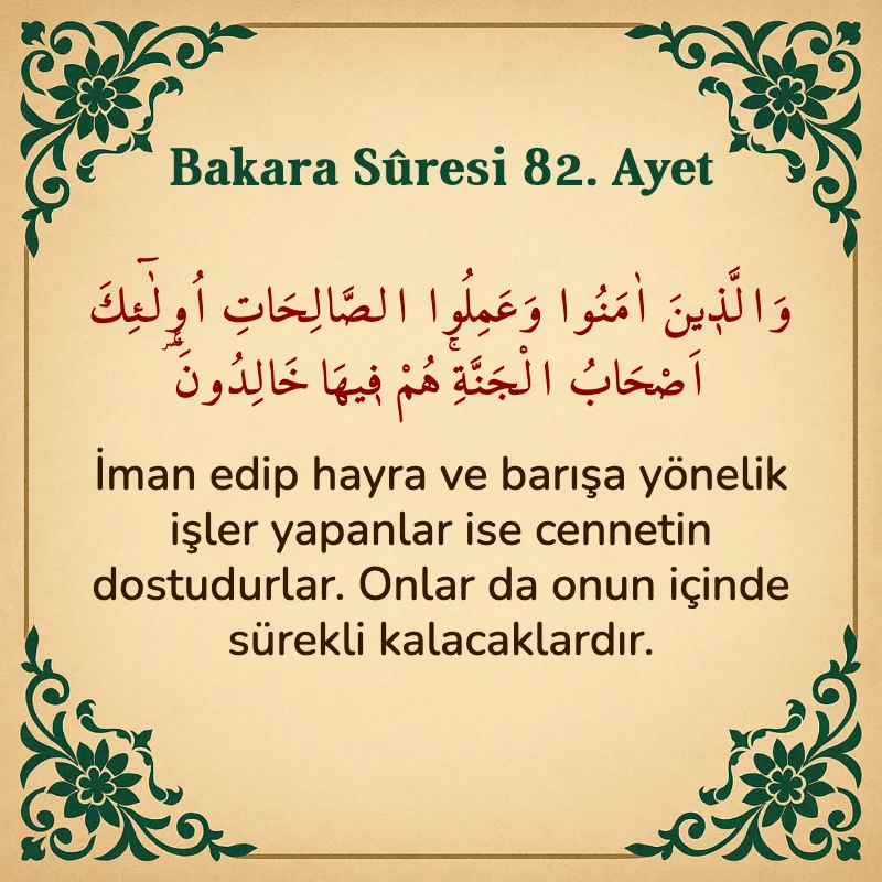 Bakara Suresi 82. Ayet Arapça ve Türkçe meali