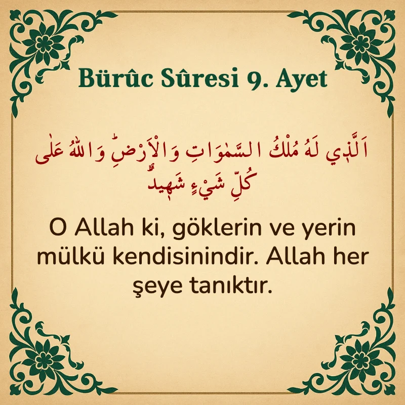 Buruc Suresi 9. Ayet Arapça ve Türkçe meali