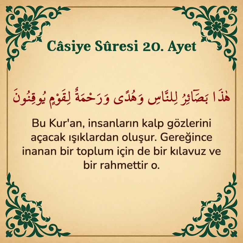 Casiye Suresi 20. Ayet Arapça ve Türkçe meali