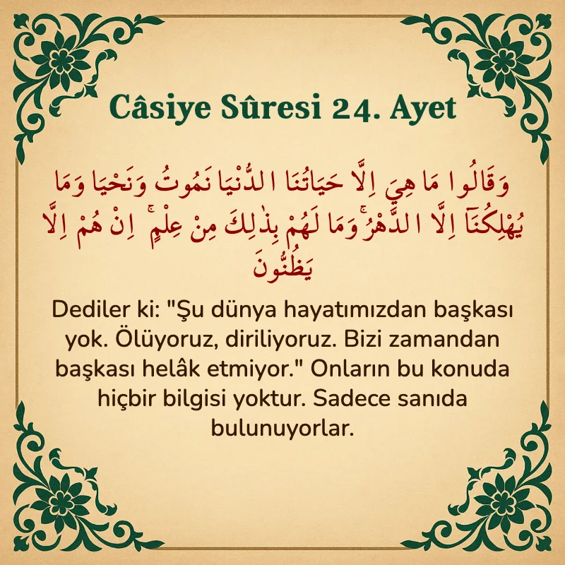 Casiye Suresi 24. Ayet Arapça ve Türkçe meali