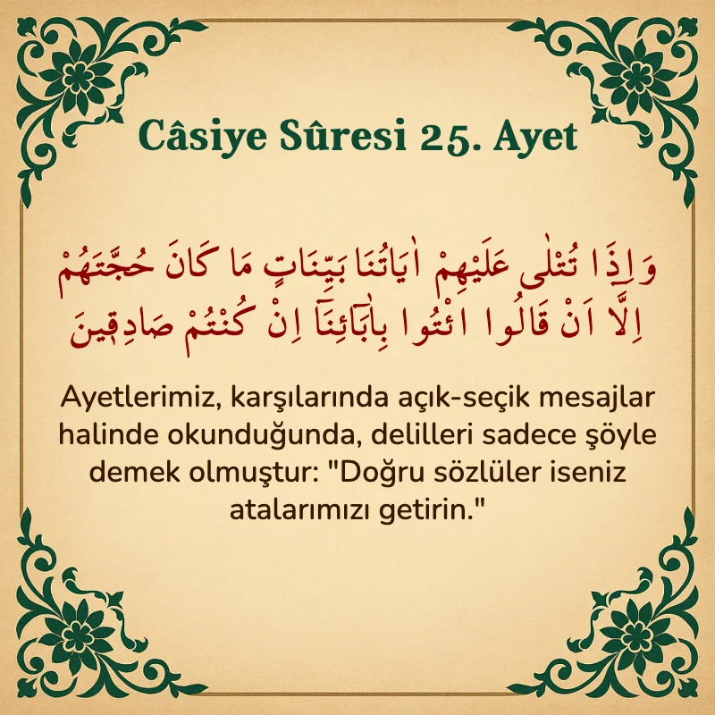 Casiye Suresi 25. Ayet Arapça ve Türkçe meali