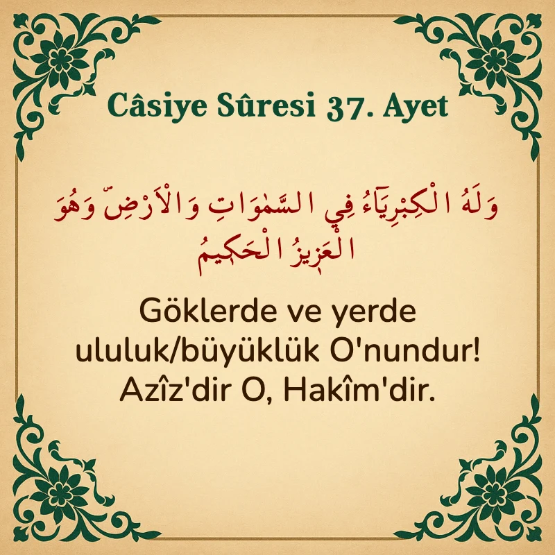 Casiye Suresi 37. Ayet Arapça ve Türkçe meali