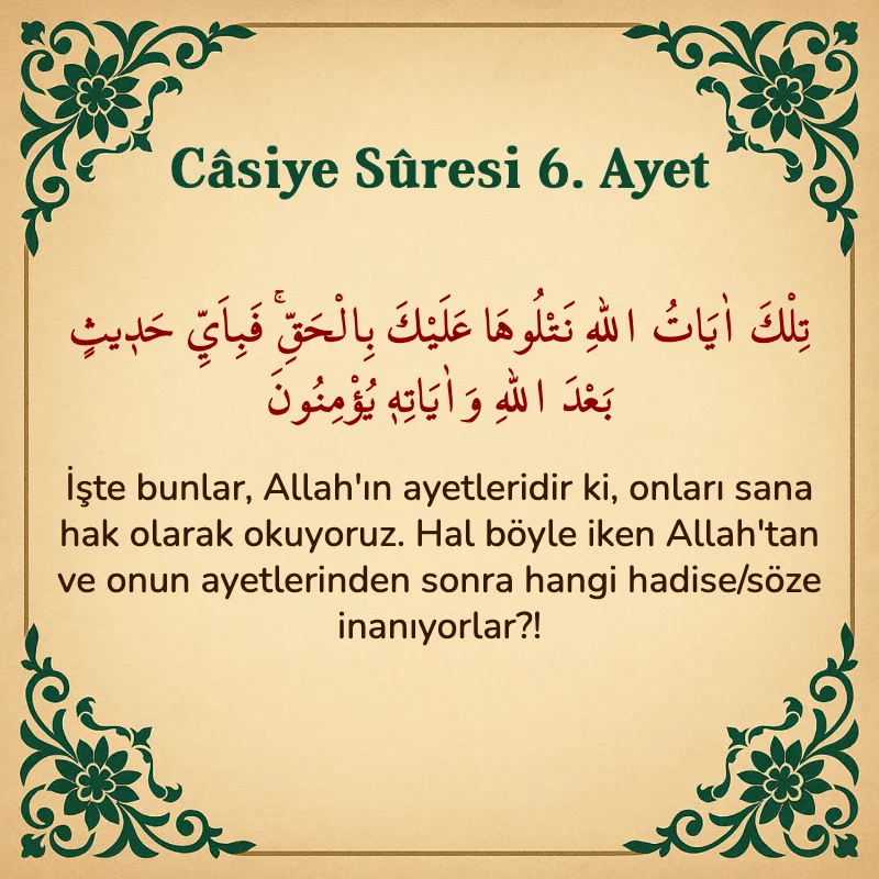 Casiye Suresi 6. Ayet Arapça ve Türkçe meali