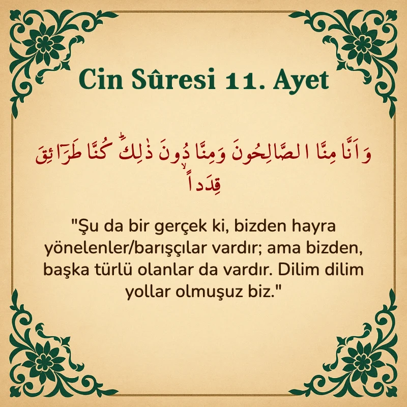 Cin Suresi 11. Ayet Arapça ve Türkçe meali