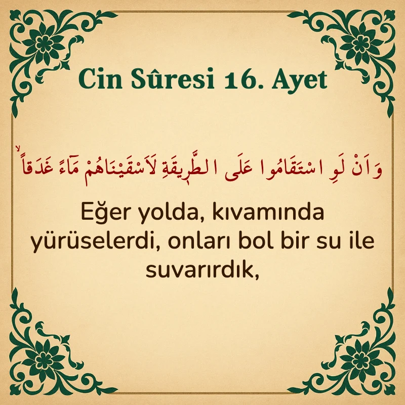 Cin Suresi 16. Ayet Arapça ve Türkçe meali