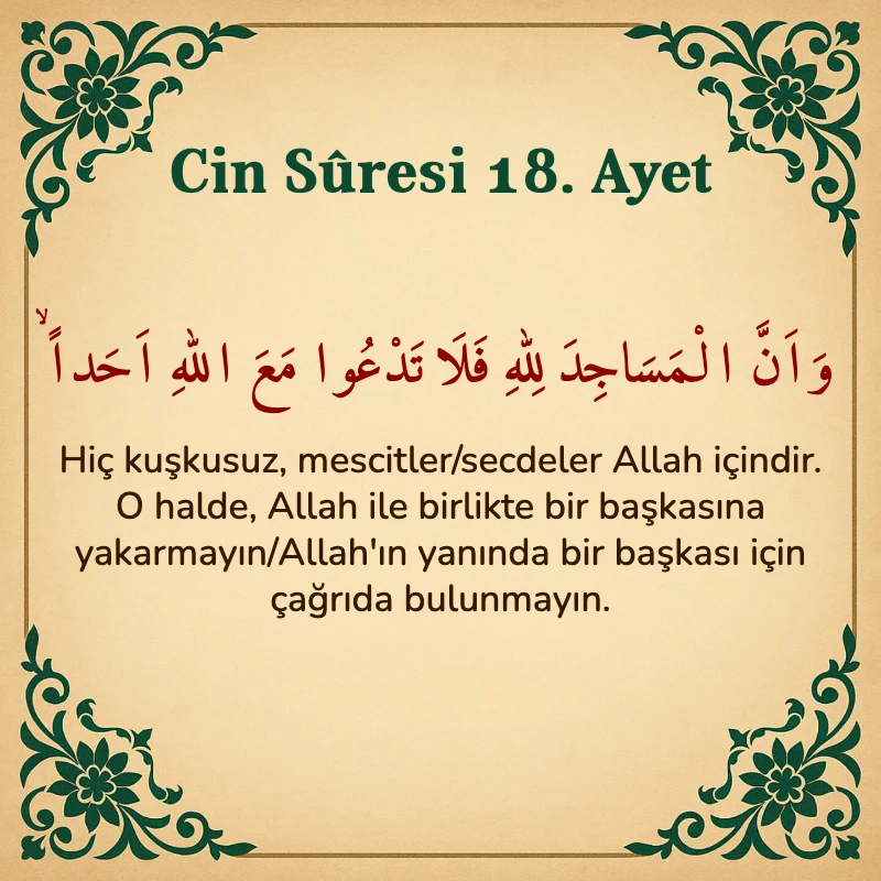 Cin Suresi 18. Ayet Arapça ve Türkçe meali