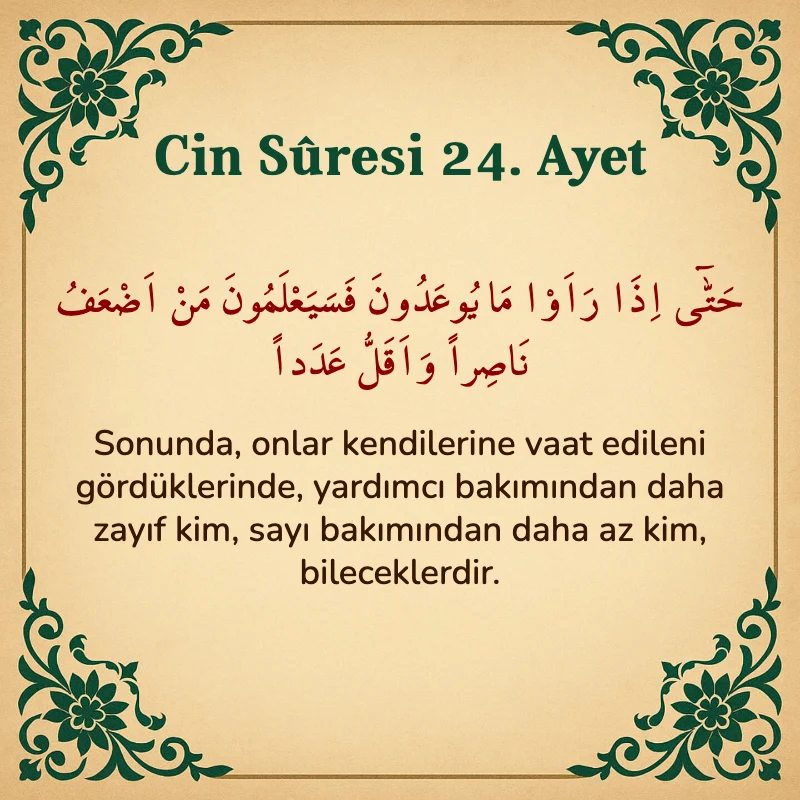 Cin Suresi 24. Ayet Arapça ve Türkçe meali