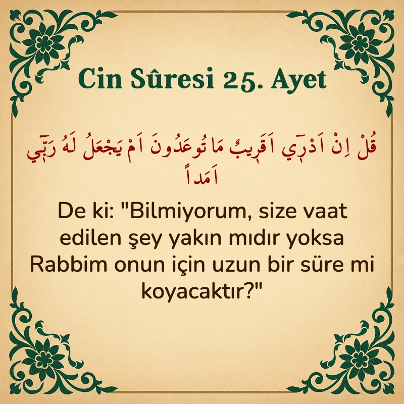 Cin Suresi 25. Ayet Arapça ve Türkçe meali