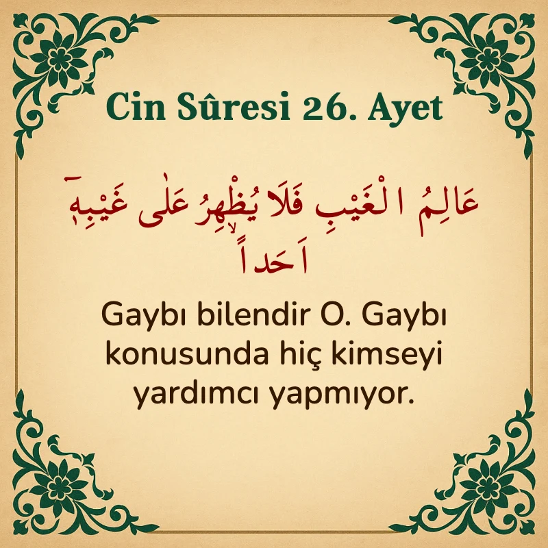 Cin Suresi 26. Ayet Arapça ve Türkçe meali
