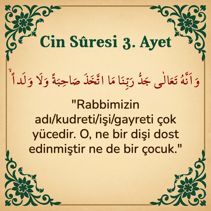 Cin Suresi 3. Ayet Arapça ve Türkçe meali