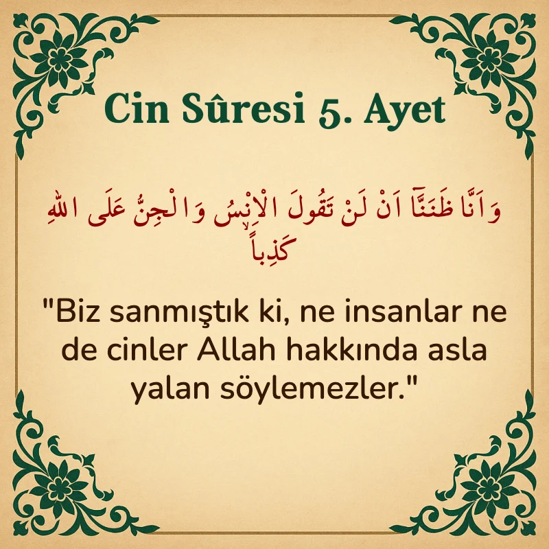 Cin Suresi 5. Ayet Arapça ve Türkçe meali