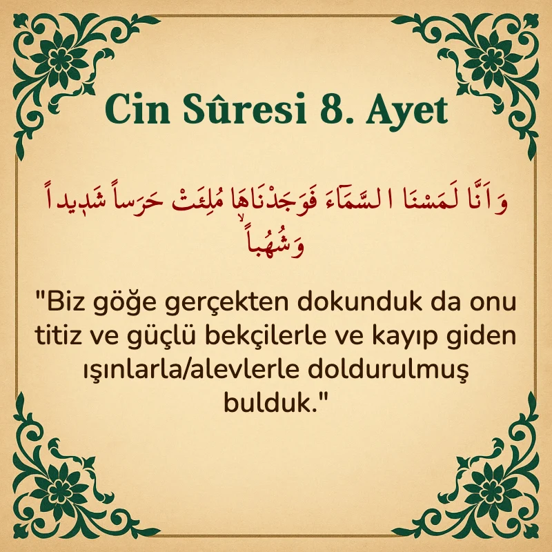 Cin Suresi 8. Ayet Arapça ve Türkçe meali