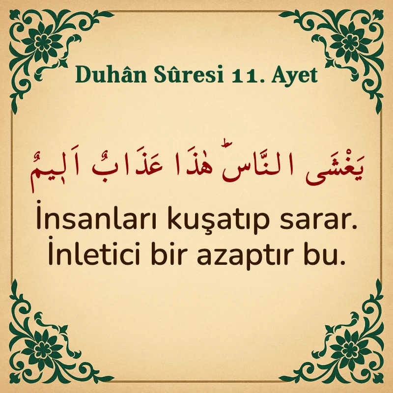 Duhan Suresi 11. Ayet Arapça ve Türkçe meali