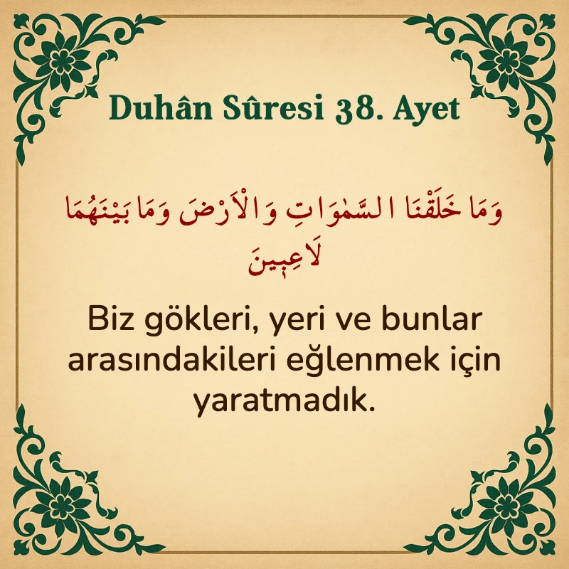 Duhan Suresi 38. Ayet Arapça ve Türkçe meali