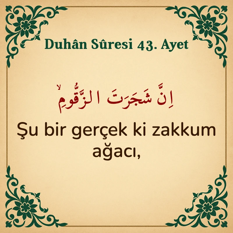 Duhan Suresi 43. Ayet Arapça ve Türkçe meali