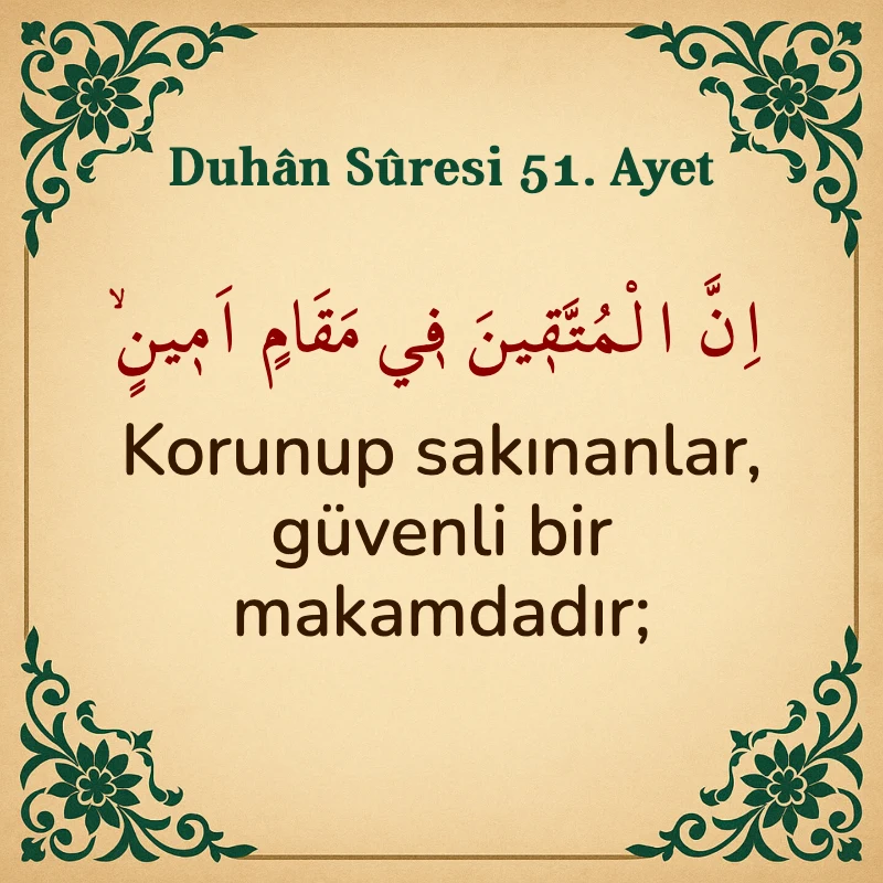 Duhan Suresi 51. Ayet Arapça ve Türkçe meali