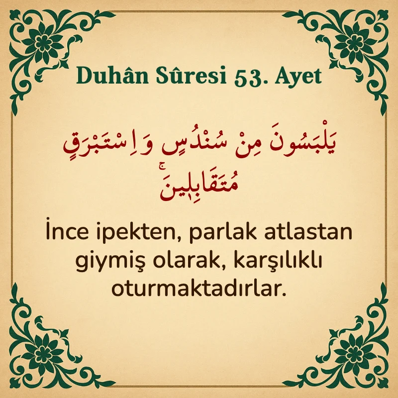 Duhan Suresi 53. Ayet Arapça ve Türkçe meali