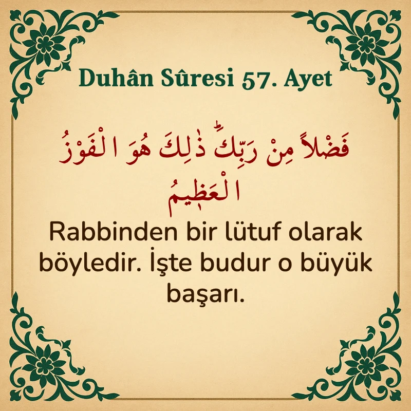 Duhan Suresi 57. Ayet Arapça ve Türkçe meali