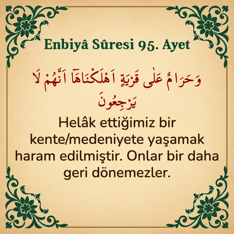 Enbiya Suresi 95. Ayet Arapça ve Türkçe meali