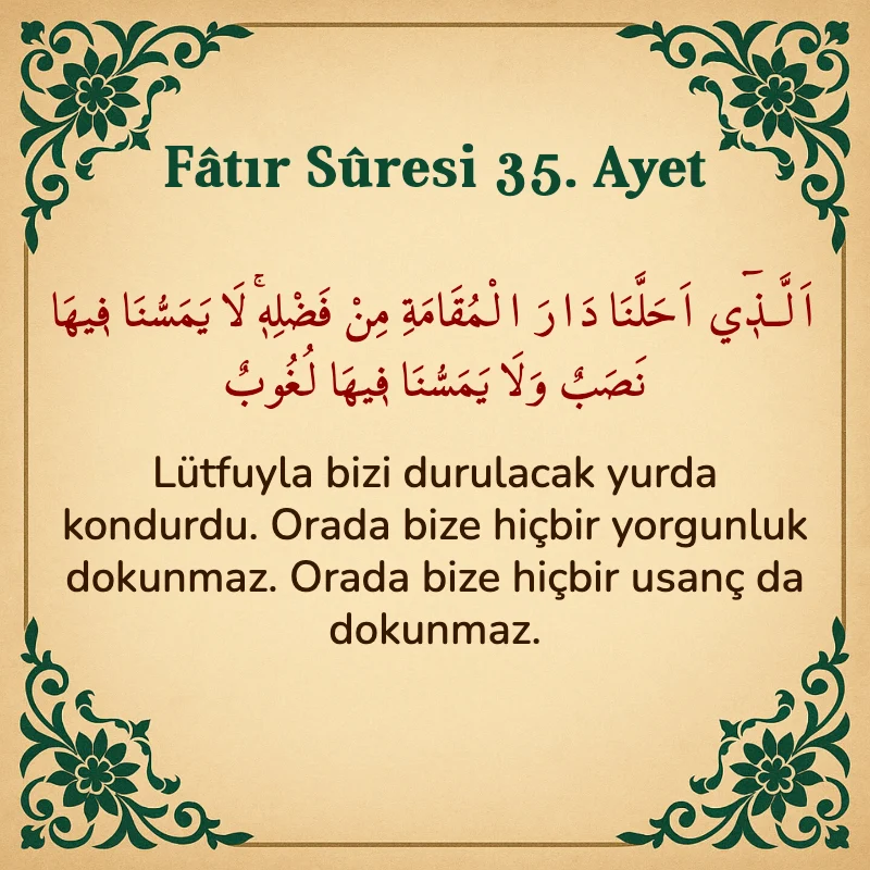 Fatır Suresi 35. Ayet Arapça ve Türkçe meali