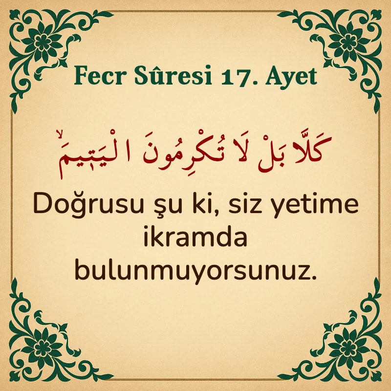 FECR SURESİ 17. Ayet Arapça ve Türkçe meali