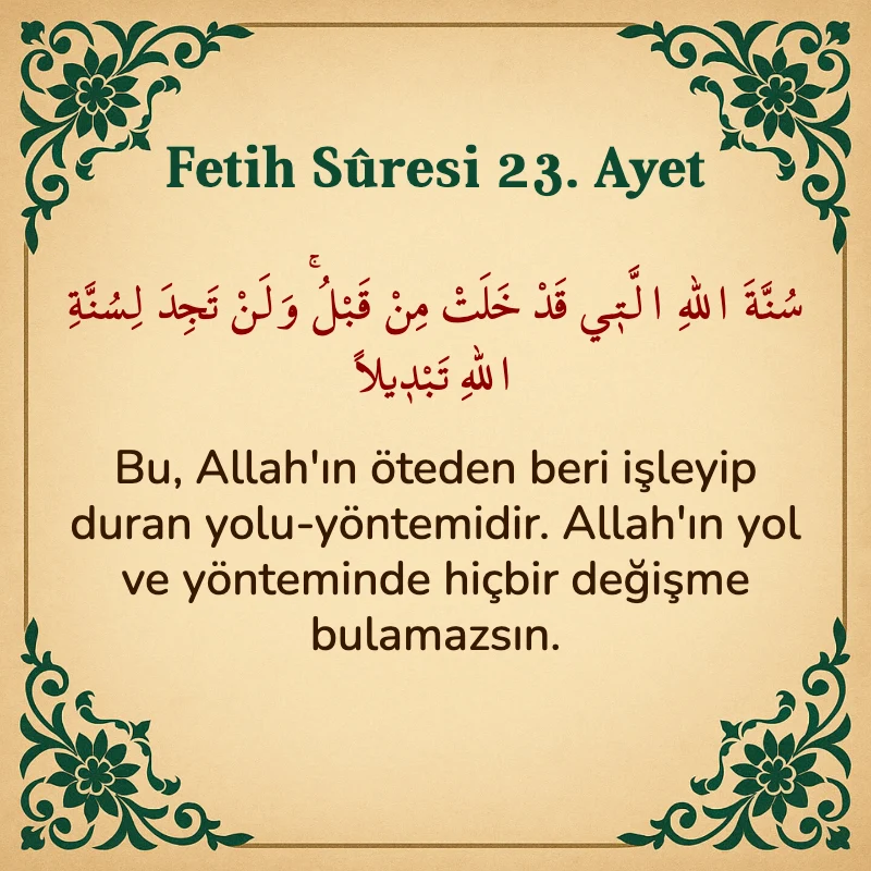 Fetih Suresi 23. Ayet Arapça ve Türkçe meali