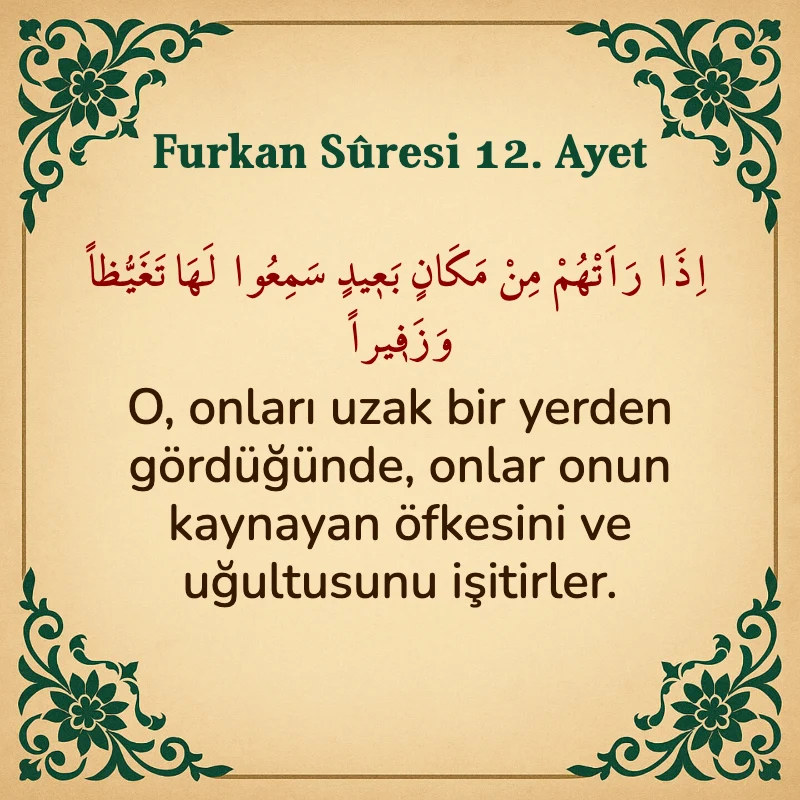 Furkan Suresi 12. Ayet Arapça ve Türkçe meali