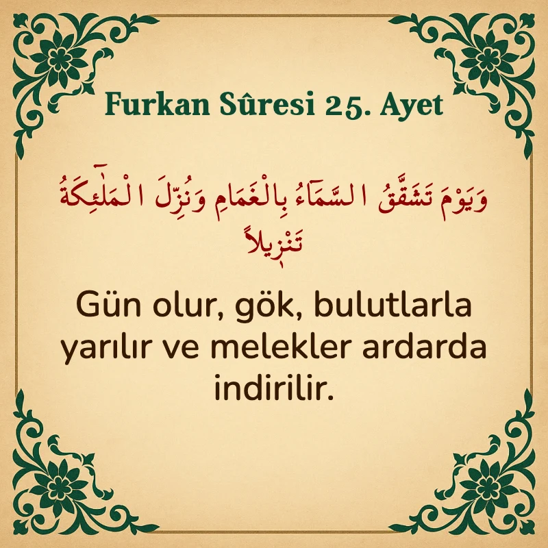 Furkan Suresi 25. Ayet Arapça ve Türkçe meali