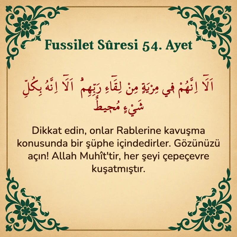 Fussilet Suresi 54. Ayet Arapça ve Türkçe meali