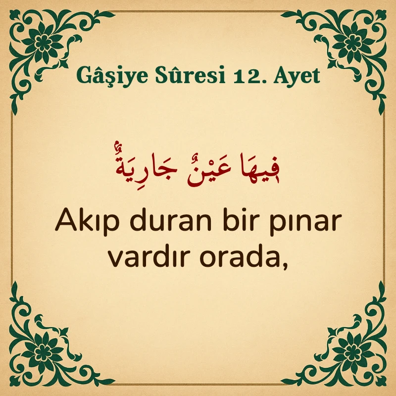 Gaşiye Suresi 12. Ayet Arapça ve Türkçe meali