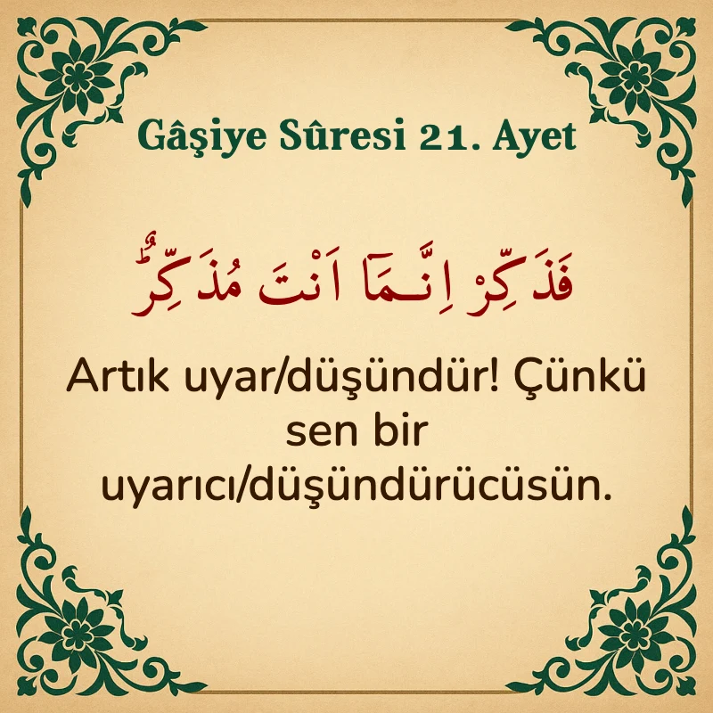 Gaşiye Suresi 21. Ayet Arapça ve Türkçe meali