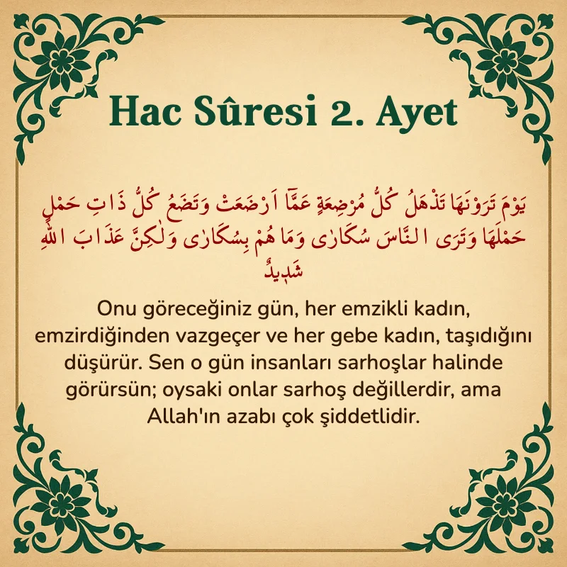 Hac Suresi 2. Ayet Arapça ve Türkçe meali