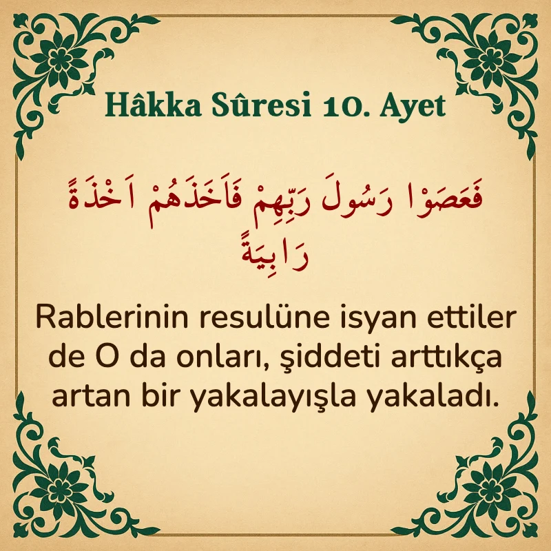 Hakka Suresi 10. Ayet Arapça ve Türkçe meali