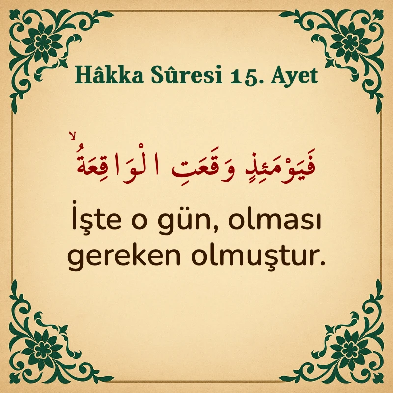 Hakka Suresi 15. Ayet Arapça ve Türkçe meali