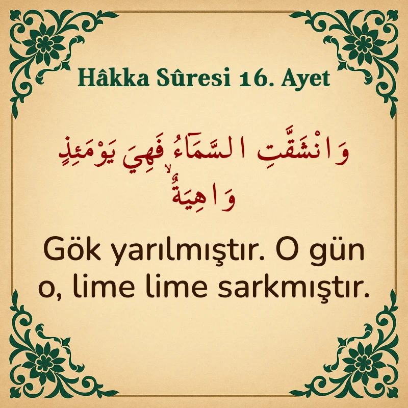 Hakka Suresi 16. Ayet Arapça ve Türkçe meali