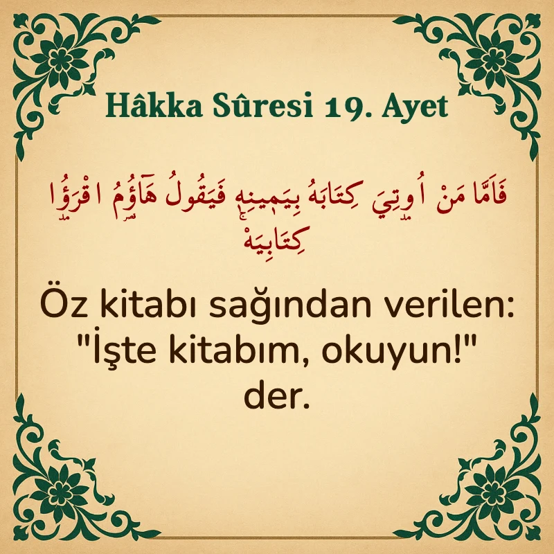 Hakka Suresi 19. Ayet Arapça ve Türkçe meali