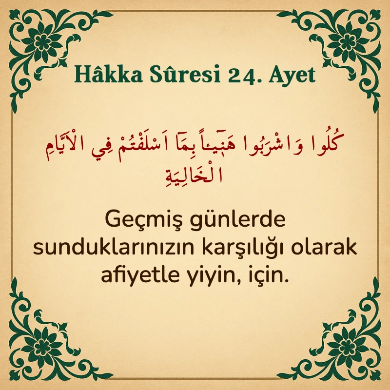 Hakka Suresi 24. Ayet Arapça ve Türkçe meali