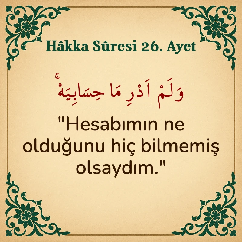 Hakka Suresi 26. Ayet Arapça ve Türkçe meali
